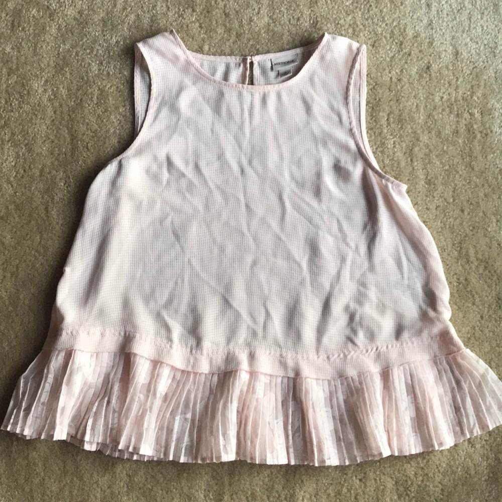 Blush pink ruffle tank top
